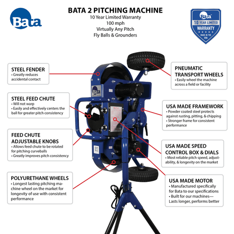 BATA 2 Bb/Sb Combo Pitching Machine PM Bata2 C 10