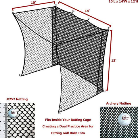 Cimarron Sports 10x14x12 Batting Cage Golf Net Insert CM-1042GNIA