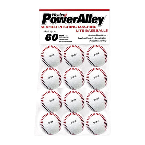 Heater PowerAlley Seamed 60 MPH White Lite Baseballs