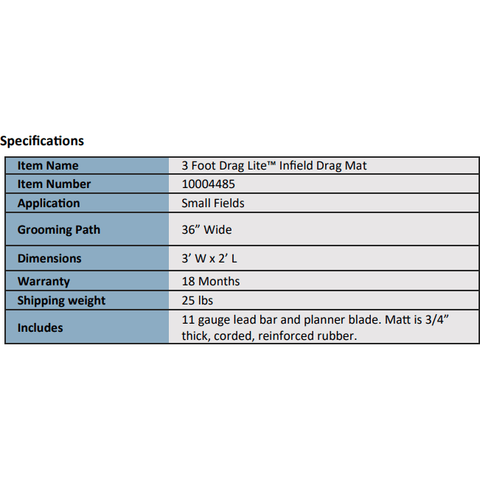 Newstripe 3 Foot Drag Lite Infield Drag Mat 10004485