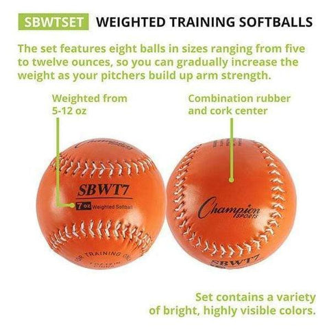 Champion Sports Colored Weighted Softball Set SBWTSET