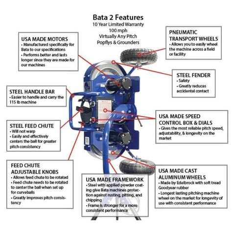 BATA 2 Bb/Sb Combination Pitching Machine PM Bata2 C 10