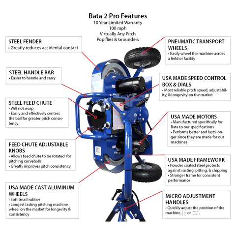 BATA 2 Pro Baseball Pitching Machine PM BATA2 PRO BB 10