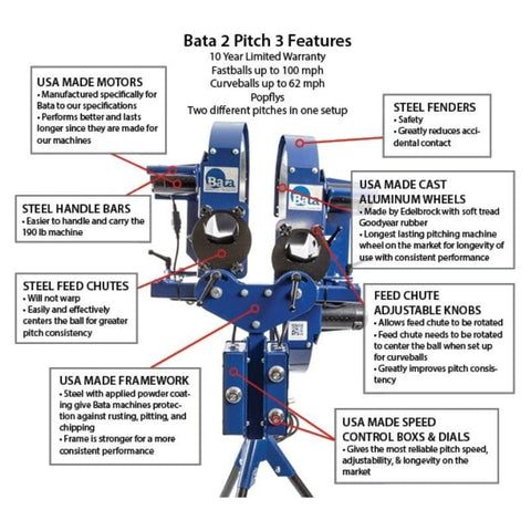 BATA 2Pitch3 Baseball Pitching Machine PM Bata 2P3 10