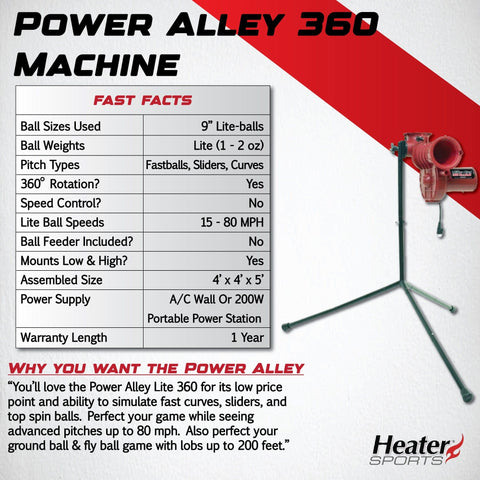 Heater Power Alley Lite 360 Baseball Pitching Machine PA99_360