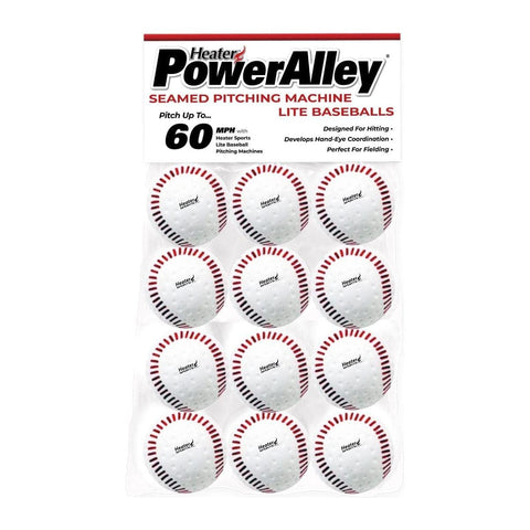 Heater PowerAlley Seamed 60 MPH White Lite Baseballs