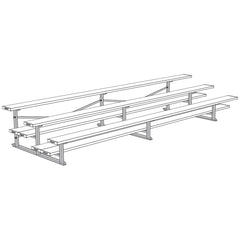 Jaypro Bleacher - 15' (3 Row - Double Foot Plank) - All Aluminum BLDP-3AL