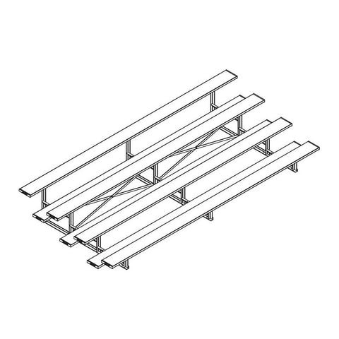 Jaypro Bleacher - 15' (4 Row - Single Foot Plank) - Standard, Outdoor BLCH-4