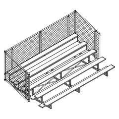 Jaypro Bleacher - 15' (5 Row - Single Foot Plank with Chain Link Rail) - Enclosed BLCH-5C