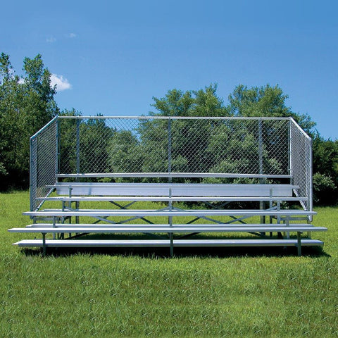 Jaypro Bleacher - 15' (5 Row - Single Foot Plank with Chain Link Rail) - Enclosed (Powder Coated) BLCH-5CPC