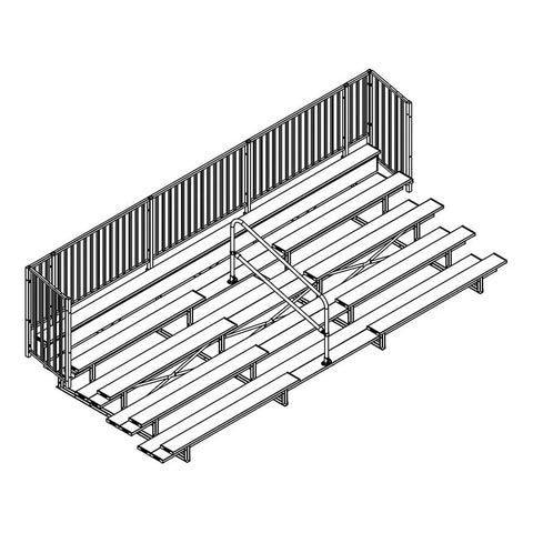 Jaypro Bleacher - 21' (5 Row - Single Foot Plank with Guard Rail & Aisle) - Enclosed BLCH-521ASGR