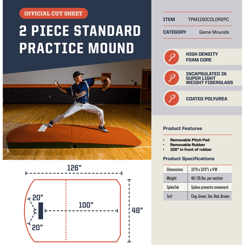 Portolite 10" Standard Two-Piece Portable Practice Pitching Mound 11502PC