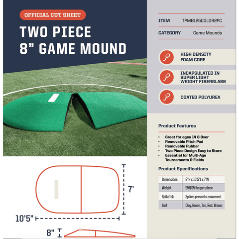 Portolite 8" Two-Piece Baseball Portable Pitching Mound 81252PC