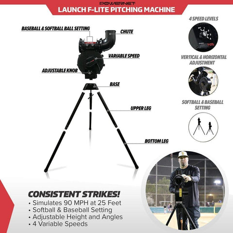 Powernet Launch F-lite Baseball and Softball Pitching Machine 1194