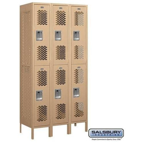 Salsbury 12" Wide Double Tier Vented Metal Locker 36" W x 78" H x 12" D (Unassembled)