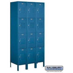 Salsbury 12" Wide Four Tier Standard Metal Locker 36" W x 78" H x 15" D (Unassembled)