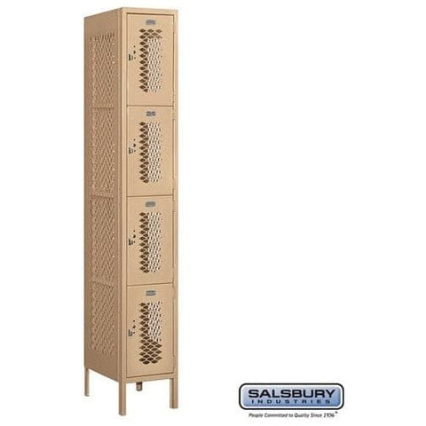 Salsbury 12" Wide Four Tier Vented Metal Locker 12" W x 78" H x 12" D (Unassembled)