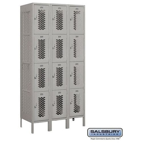 Salsbury 12" Wide Four Tier Vented Metal Locker 36" W x 78" H x 15" D (Unassembled)