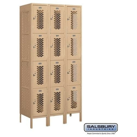 Salsbury 12" Wide Four Tier Vented Metal Locker 36" W x 78" H x 18" D (Unassembled)