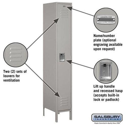 Salsbury 12" Wide Single Tier Standard Metal Locker 12" W x 78" H x 12" D (Unassembled)