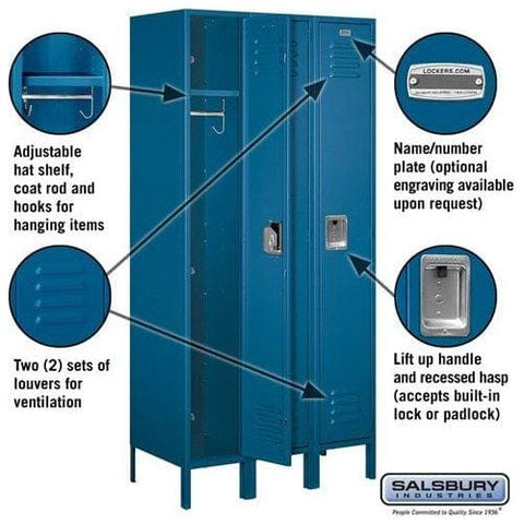 Salsbury 12" Wide Single Tier Standard Metal Locker 36" W x 78" H x 18" D (Unassembled)