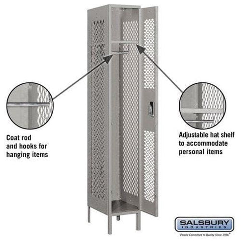 Salsbury 12" Wide Single Tier Vented Metal Locker 12" W x 78" H x 15" D (Unassembled)