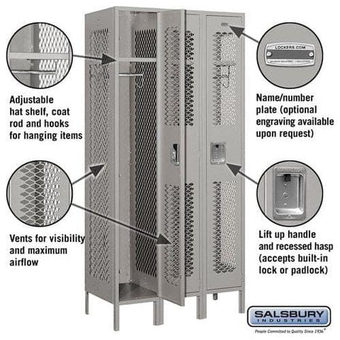 Salsbury 12" Wide Single Tier Vented Metal Locker 36" W x 78" H x 18" D (Unassembled)