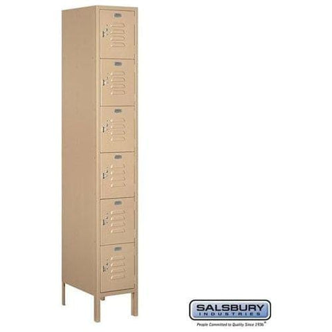 Salsbury 12" Wide Six Tier Box Style Standard Metal Locker 12" W x 78" H x 18" D (Unassembled)