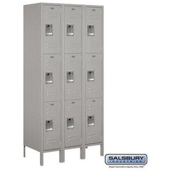 Salsbury 12" Wide Triple Tier Standard Metal Locker 36" W x 78" H x 15" D (Unassembled)