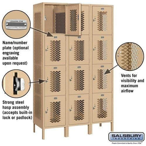 Salsbury 15" Four Tier Vented Metal Locker 45" W x 78" H x 18" D (Unassembled)