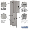 Image of Salsbury 15" Wide Double Tier Standard Metal Locker 15" W x 78" H x 15" (Unassembled)