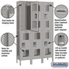 Image of Salsbury 15" Wide Double Tier Vented Metal Locker 45" W x 78" H x 15" D (Unassembled)