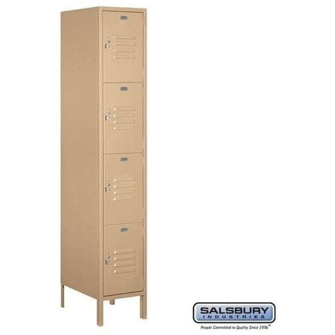 Salsbury 15" Wide Four Tier Standard Metal Locker 15" W x 78" H x 15" D (Unassembled)