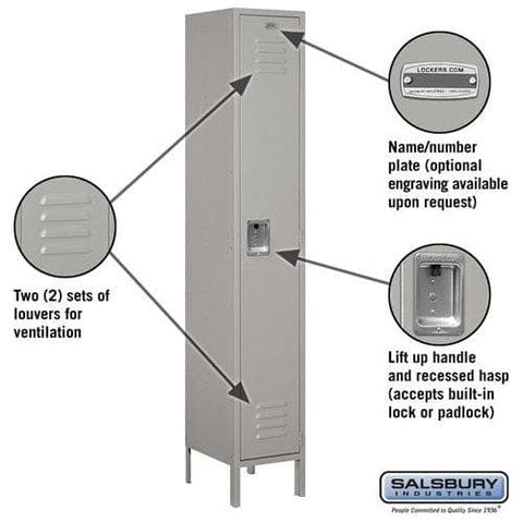 Salsbury 15" Wide Single Tier Standard Metal Locker 15" W x 78" H x 15" D (Unassembled)