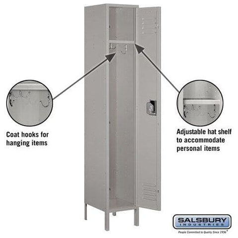 Salsbury 15" Wide Single Tier Standard Metal Locker 15" W x 78" H x 15" D (Unassembled)