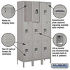 Image of Salsbury 15" Wide Triple Tier Standard Metal Locker 45" W x 78" H x 15" D (Unassembled)