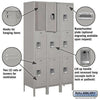 Image of Salsbury 15" Wide Triple Tier Standard Metal Locker 45" W x 78" H x 18" D (Unassembled)