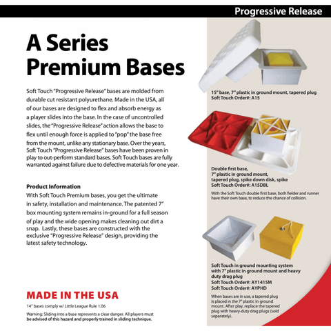 Soft Touch Set Of 14” Premium Base Covers W/ Double First Base And Mounting System Y14DBL-SET