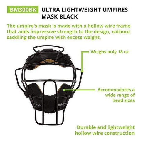 Champion Ultra Lightweight Umpire Faceguard Black BM300BK